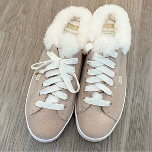Kate Spade Keds Women's Beige Sneakers with Faux Fur Lining